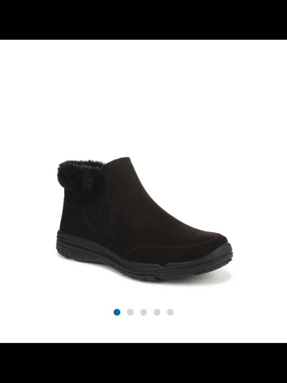 Ryka Black Faux Fur Collar Slip-On Ankle Booties - Picture 2 of 13